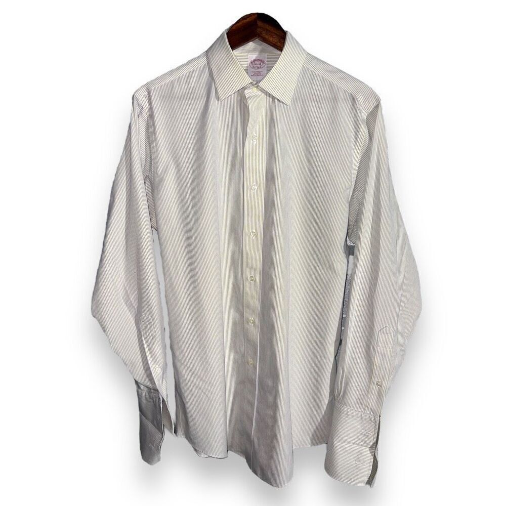 Yellow Brooks Brothers 1818 French Cuff Button Down Shirt 15.5